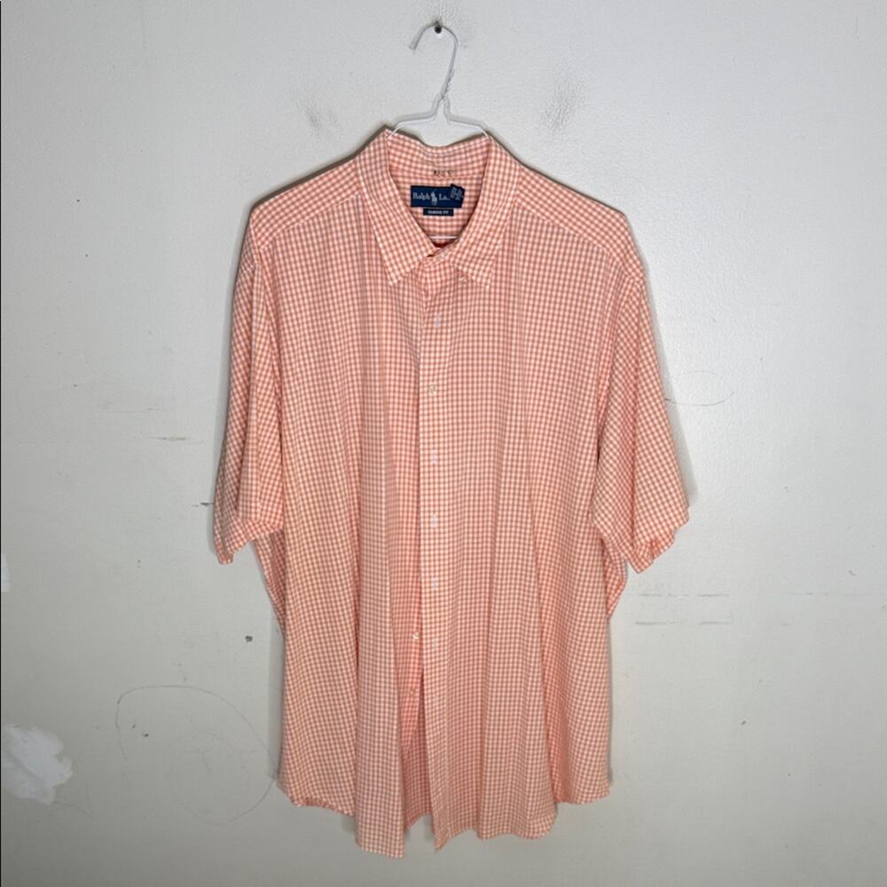 Ralph Lauren Men's Peach Checkered Shirt Size 3XLT
